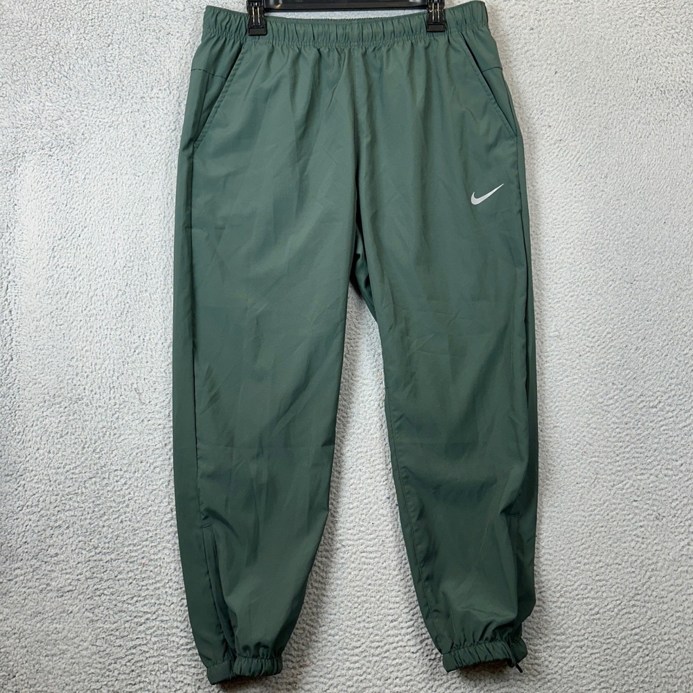 Nike Pants Men Large Dri-FIT Green Jogger Athletic Zipped Cuff Stretch Waist EUC